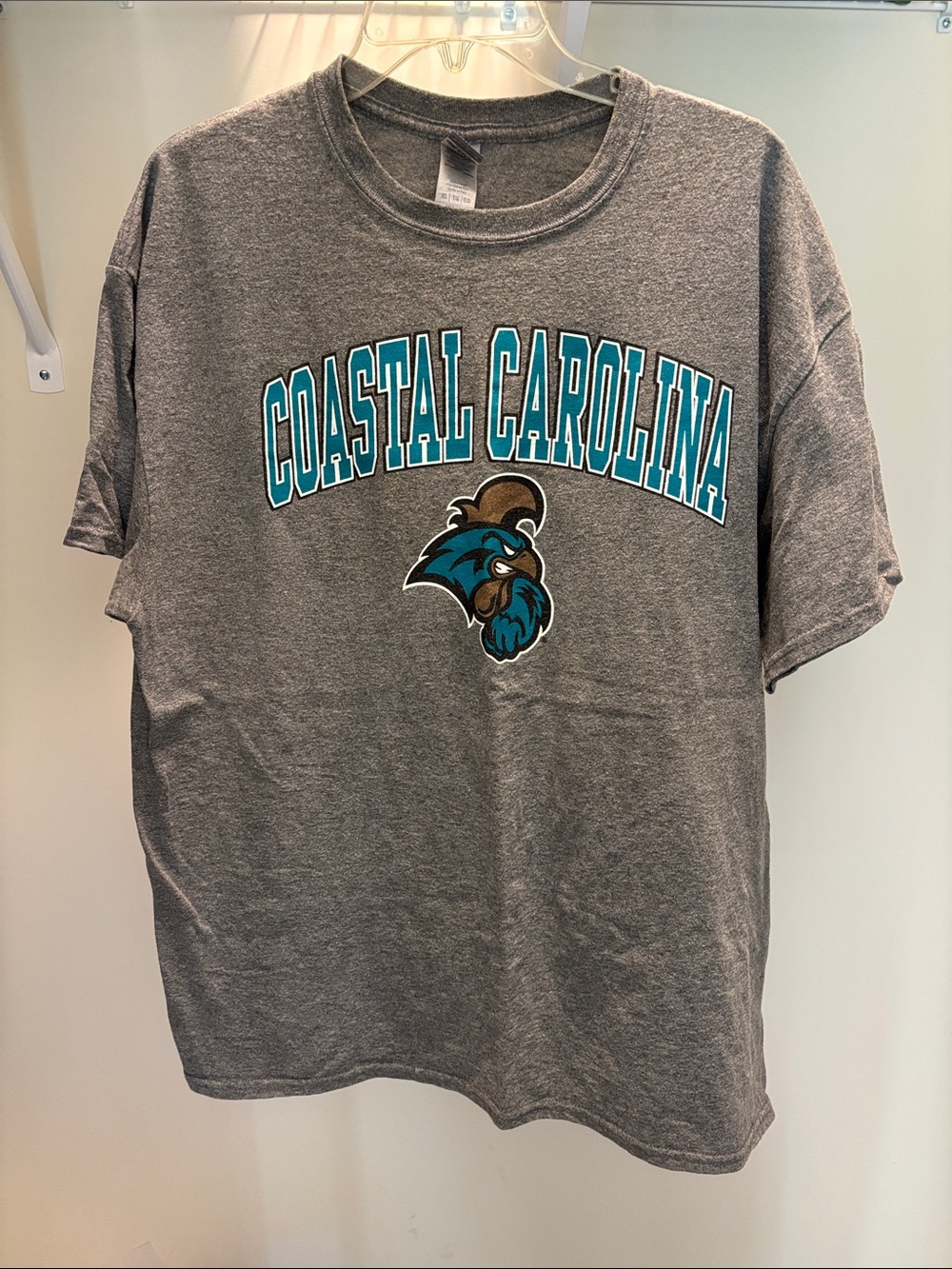 Gildan Gray Coastal Carolina Short-Sleeve Tee with Teal Logo